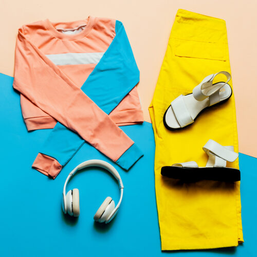 Fashionable Sports Jacket, Urban style.Accessories headphones, golfs, beanie Street Outfit