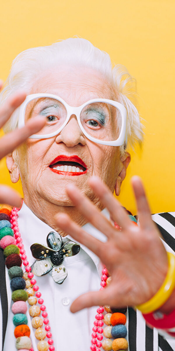 Funny grandmother portraits. Senior old woman dressing elegant for a special event. granny fashion model on colored backgrounds