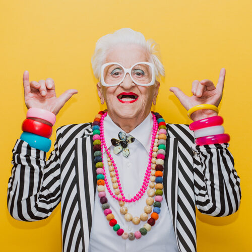 funny portraits with old grandmother Funny grandmother portraits. Senior old woman dressing elegant for a special event. granny fashion model on colored backgrounds