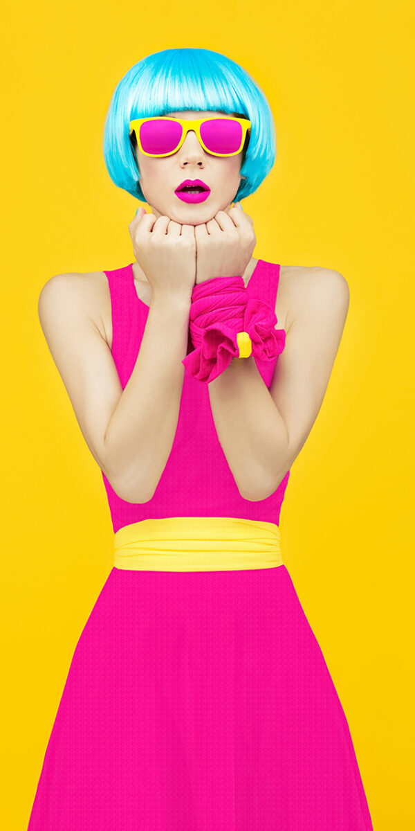 Glamorous lady bright style Glamorous lady bright style on yellow background