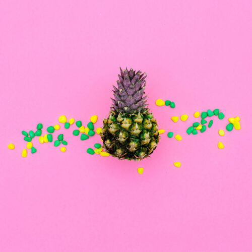 Mini pineapple fashion pink concept Minimal art design Candy Colors