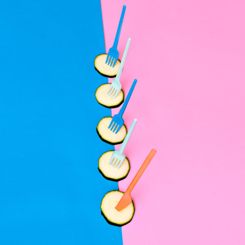 Zucchini Pieces. Candy Colors Vegan minimal style