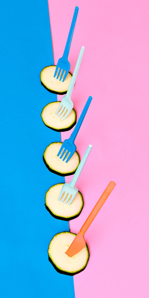 Zucchini Pieces. Candy Colors Vegan minimal style